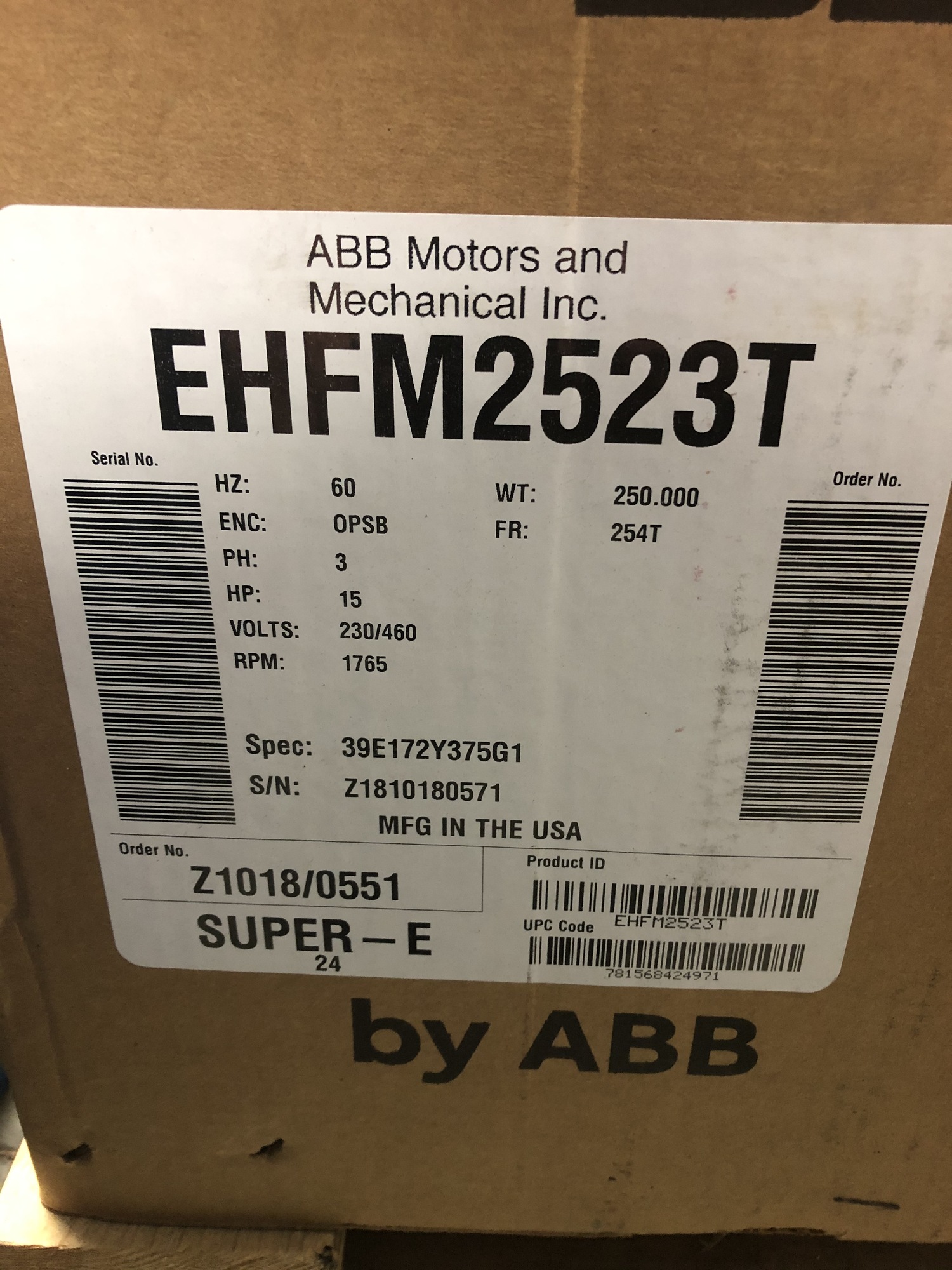 BALDOR EFHM2523T Electric Motor | Henry's Electric Motor Service Inc
