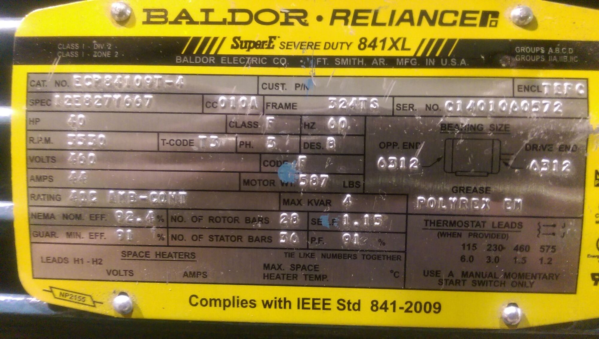BALDOR ECP84109T-4 Electric Motor | Henry's Electric Motor Service Inc